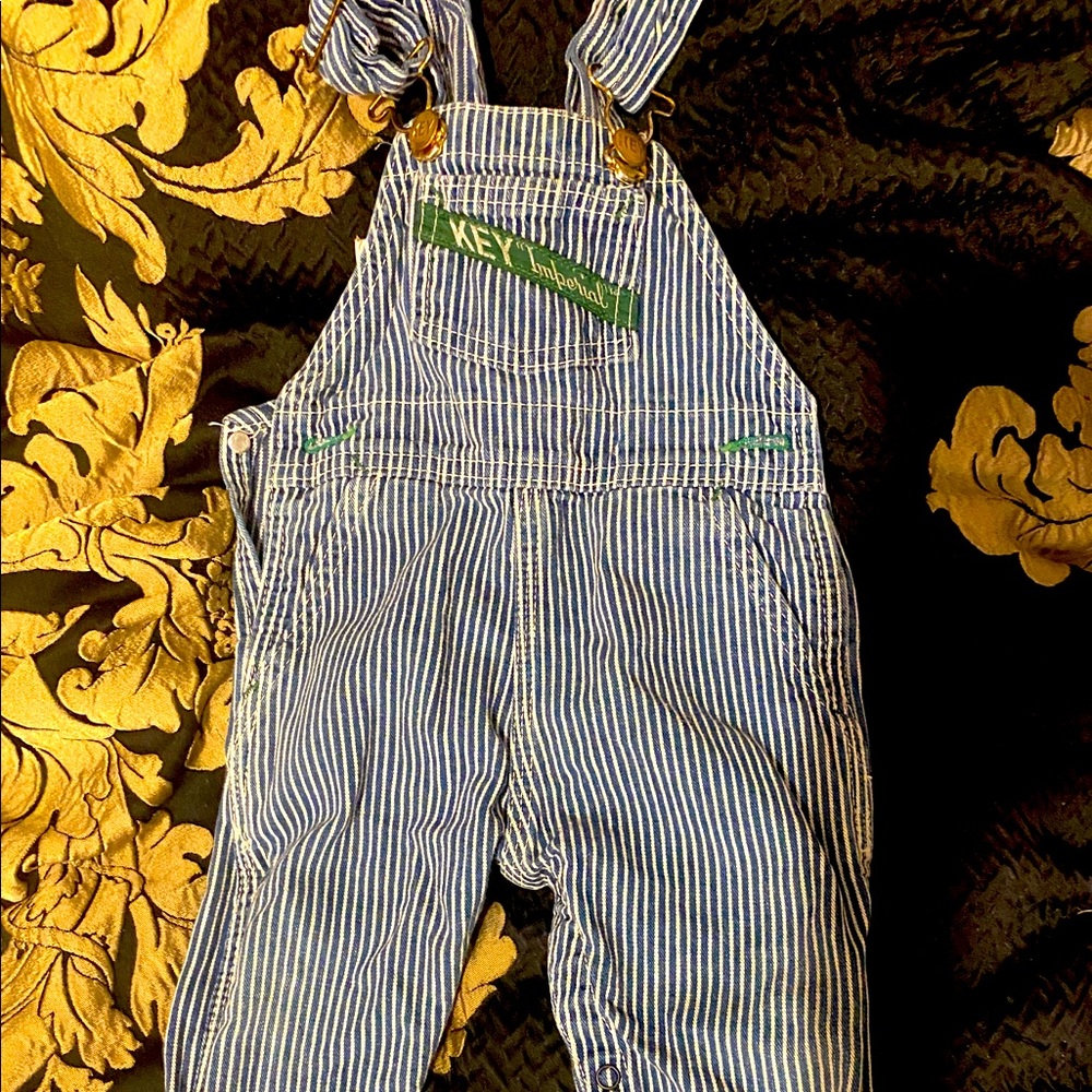 Baby Boy conductor overalls blue pinstripe